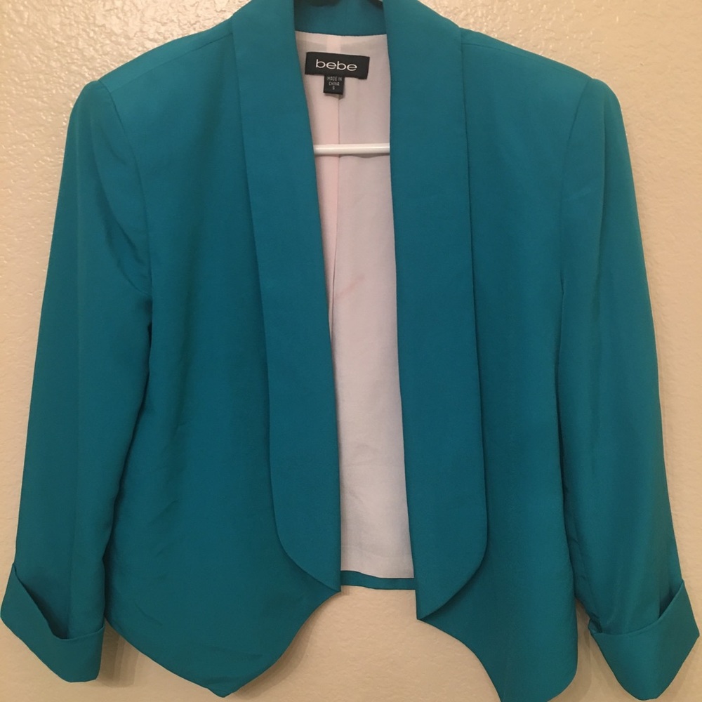 Bebe silk turquoise silk  jacket